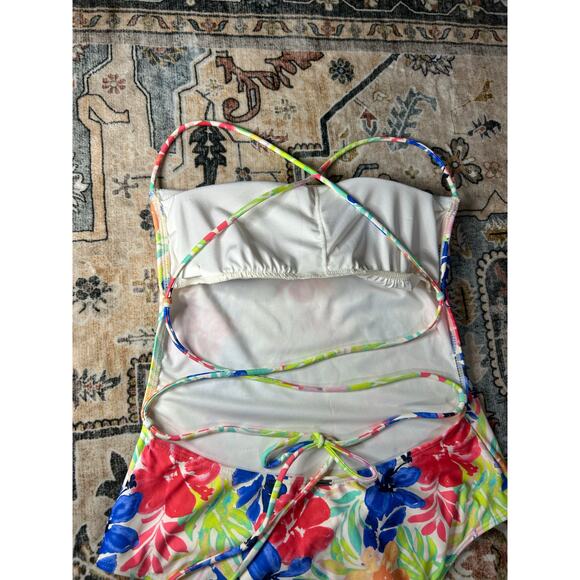 Oneill Tropical One piece Square open back NWT Colorful Swimsuit Floral Bikini - Picture 6 of 9